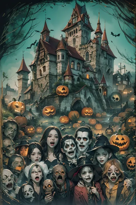 everyone on halloween will have their picture taken with dracula's castle in the background. everyone on halloween is supposed t...