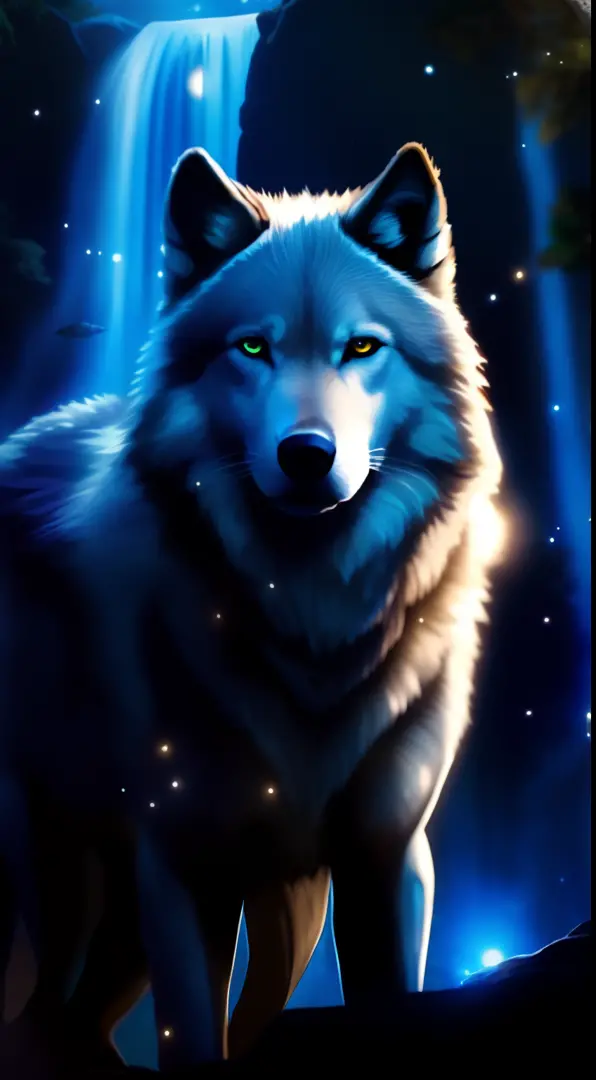 Lobo na noite com cachoeira e estrelas, lobo azul, lobo, foto de lobo, lobo peludo, grande lobo, Lobo branco com olhos azuis, Angielobo, lobo branco, lobo, retrato do lobo da fantasia, Lobos e seus tesouros, Wolp, foto de perfil, um lobo branco, lone wolf,...