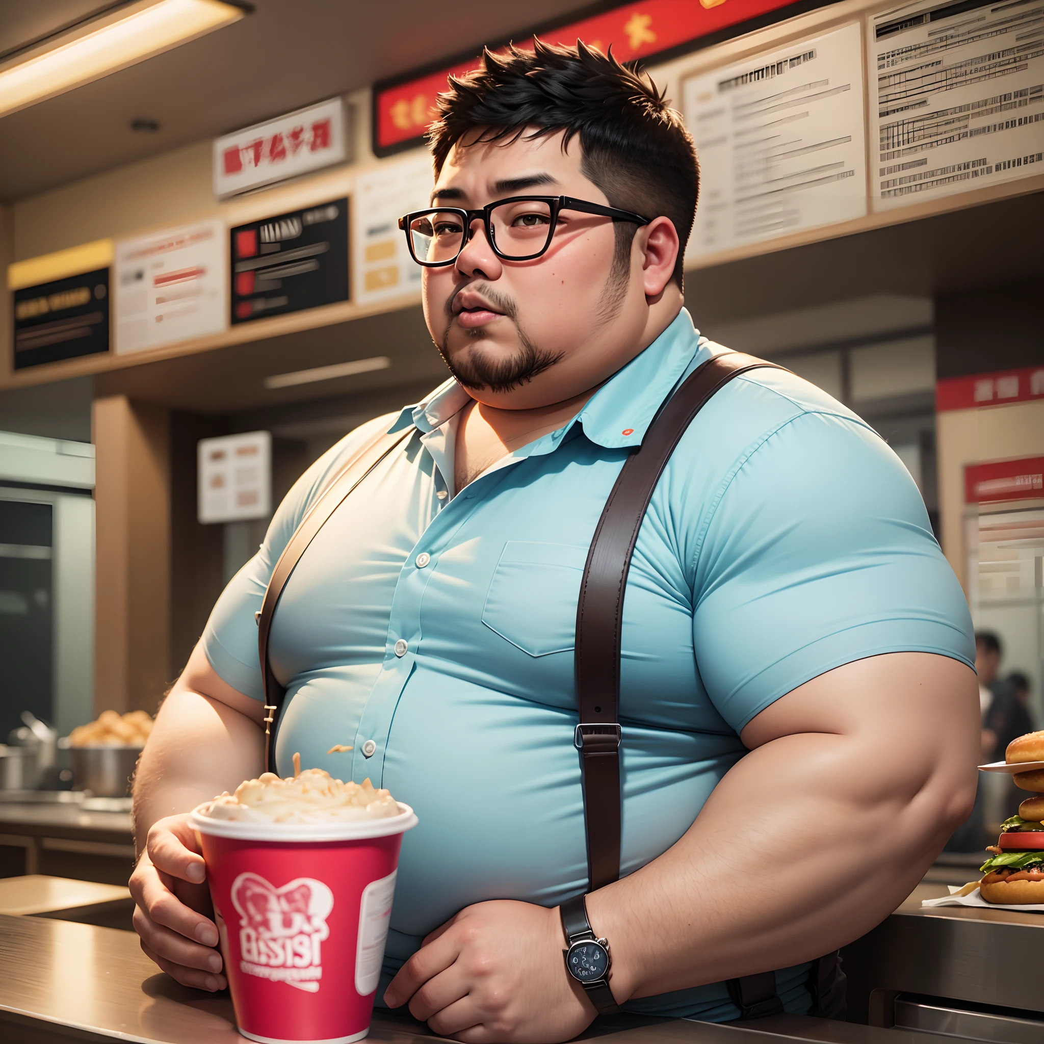 Araffe man in blue shirt holding a cup of coffee - SeaArt AI