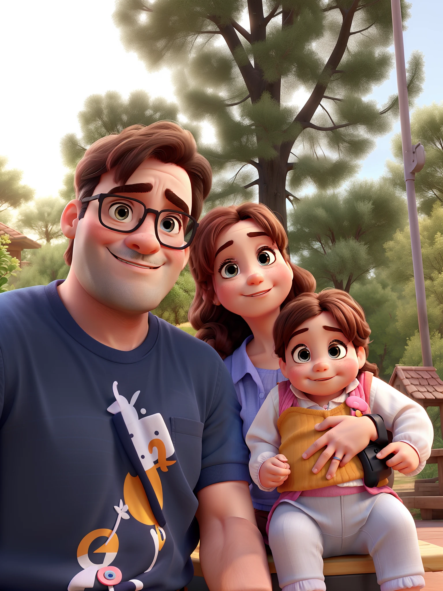 Father, Mother baby girl small hair, Disney pixar