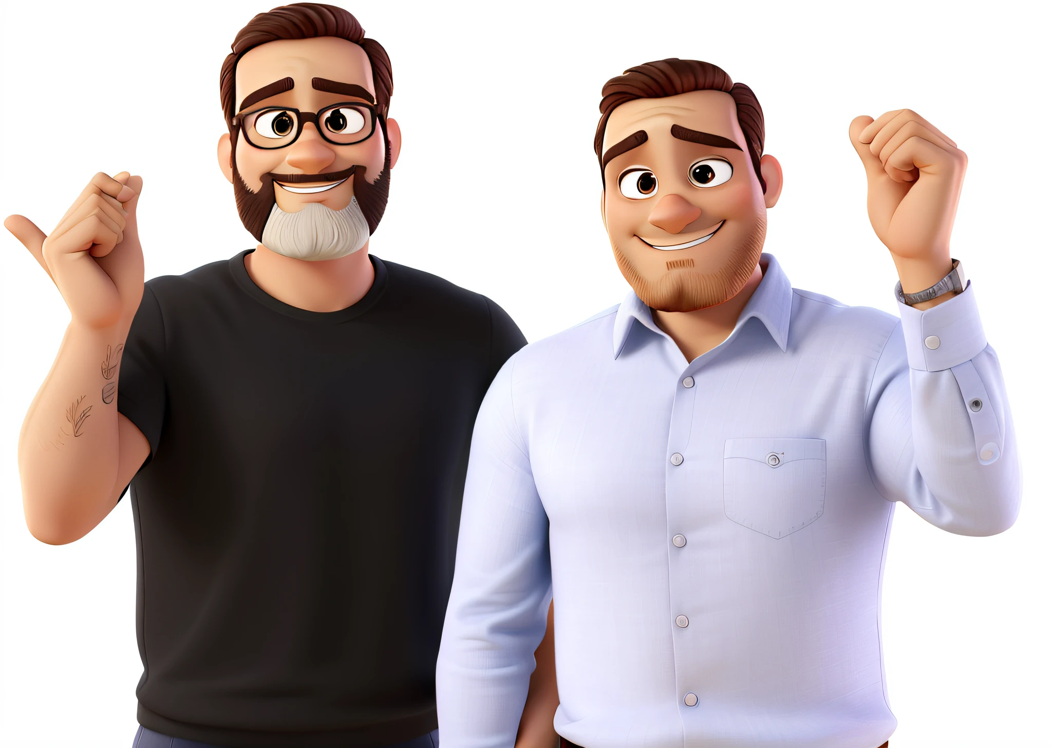 Two cartoon men with glasses and beards are standing next to each other -  SeaArt AI