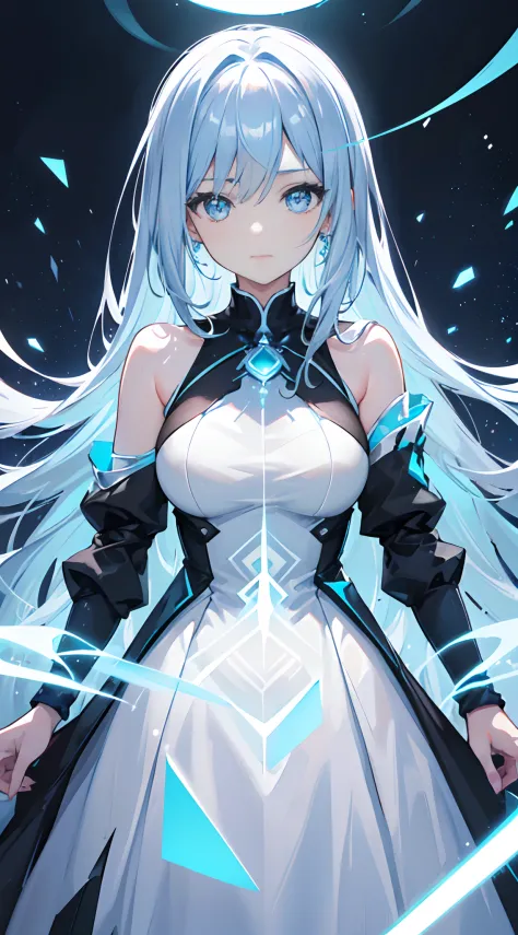 ((Masterpiece)), (Best Quality), (Detailed), (1girl), (Internal Data Flow) light blue gradient hair, light blue glowing eyes, st...