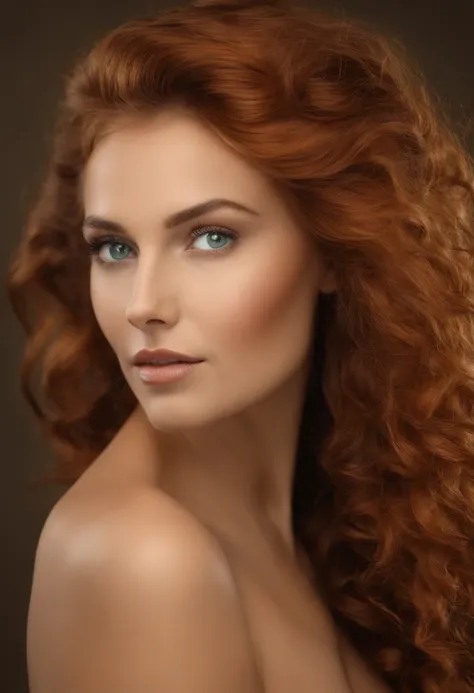 A close up of a woman with a very big red hair - SeaArt AI