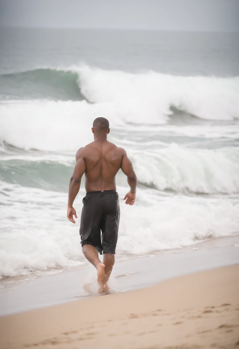 There is a man walking on the beach with a surfboard - SeaArt AI