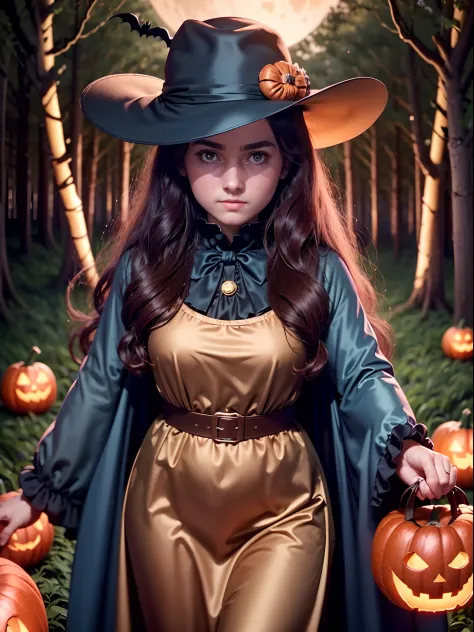 Masterpiece, Best Quality, High Quality, Ultra Quality, 8K, UHD, Sony color, a girl wearing a halloween costume, halloween hat, ...