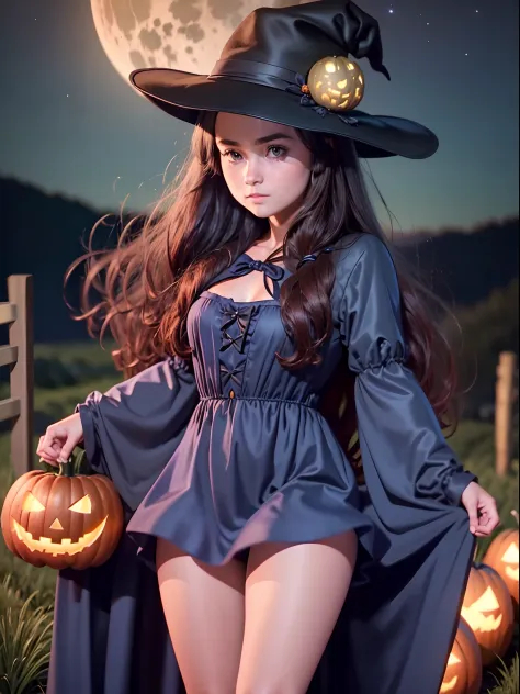 Masterpiece, Best Quality, High Quality, Ultra Quality, 8K, UHD, Sony color, a girl wearing a halloween costume, halloween hat, ...
