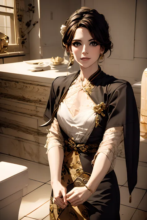 arte inspirada no estilo de hiroaki samura,uma foto de corpo inteiro da princesa zelda, brown hair, olhos azuis, vestido como um...