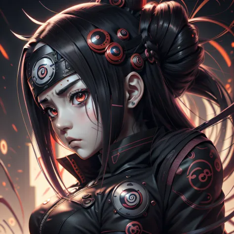 personagem pain d akatsuki de naruto se fosse menina  detailed big round eyes, head shoot, side view,  na cidade, travessuras ou...