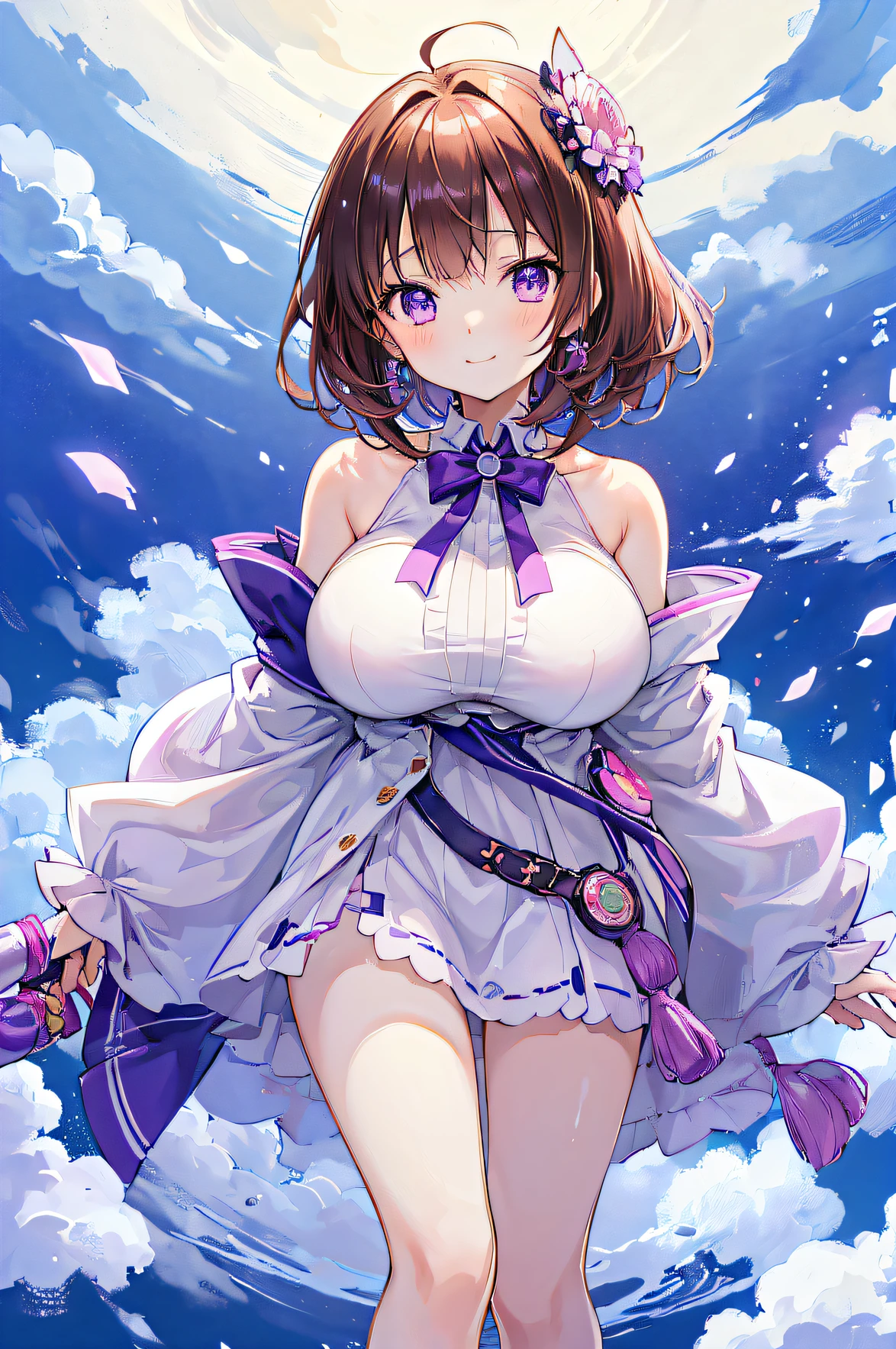 Anime girl in a dress with a big breast and a big breast - SeaArt AI