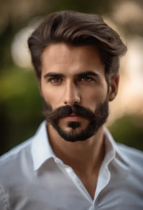 Hombre con barba y bigote en camisa negra, La mejor calidad,4k,8k ...