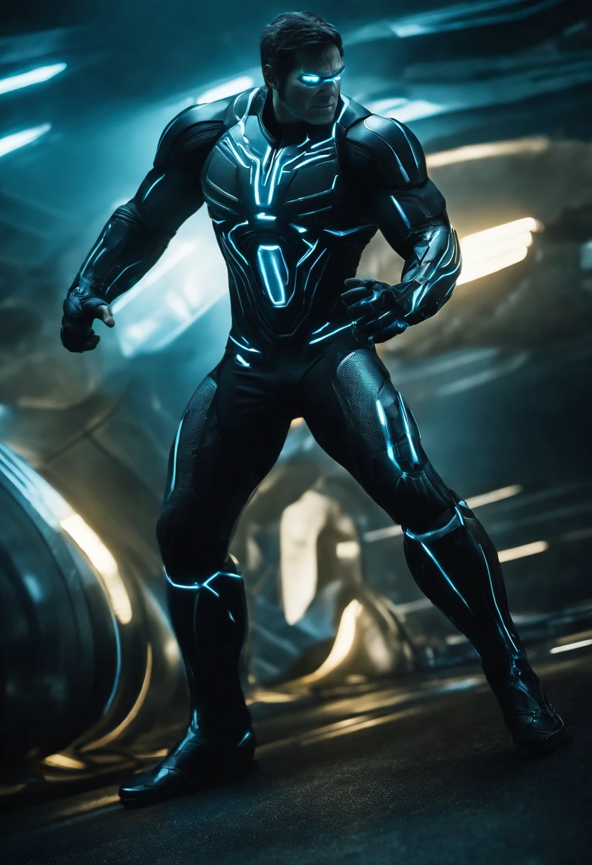 Tron Combined with Hulk, tron legacy, battle pose, crystal clear image,  intricate details - SeaArt AI