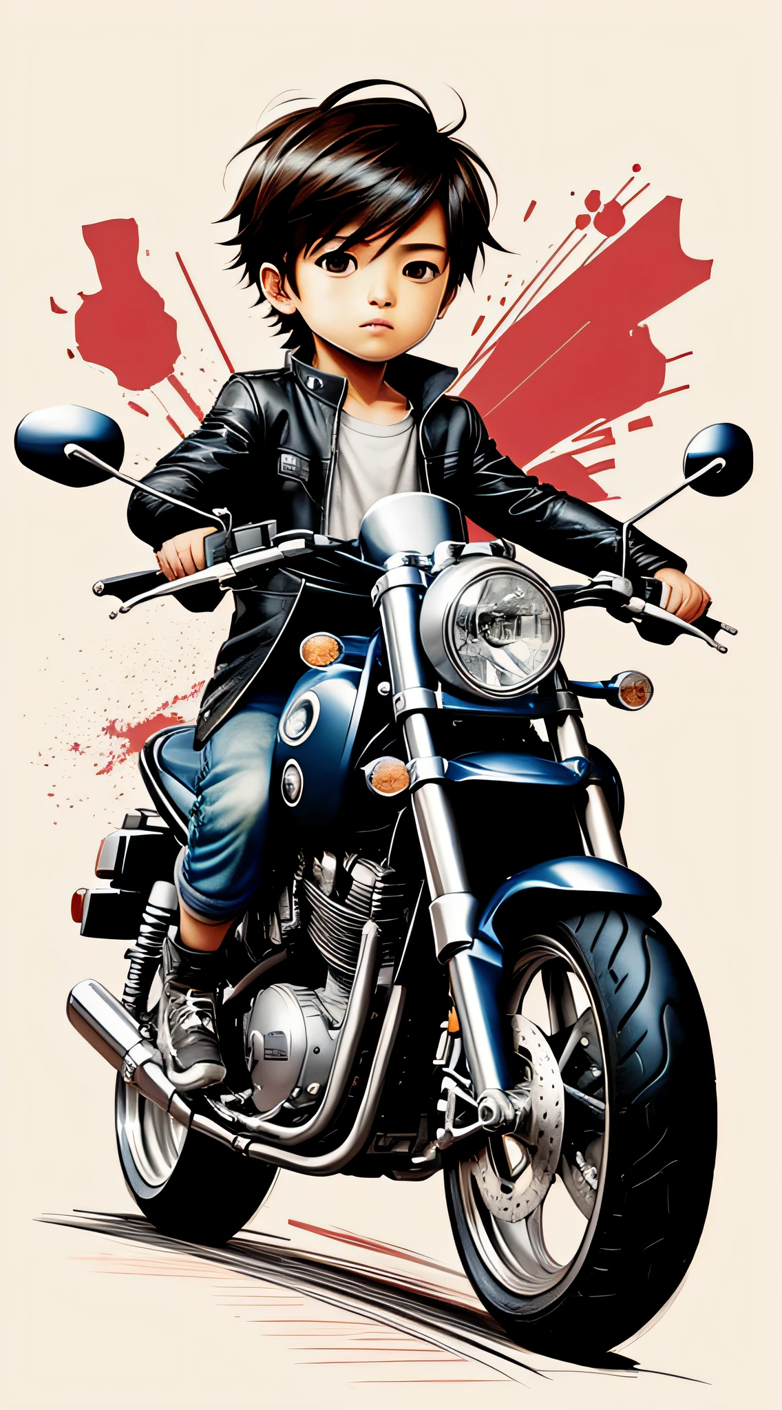 Anime boy on a motorcycle with blood splattered on the wall - SeaArt AI