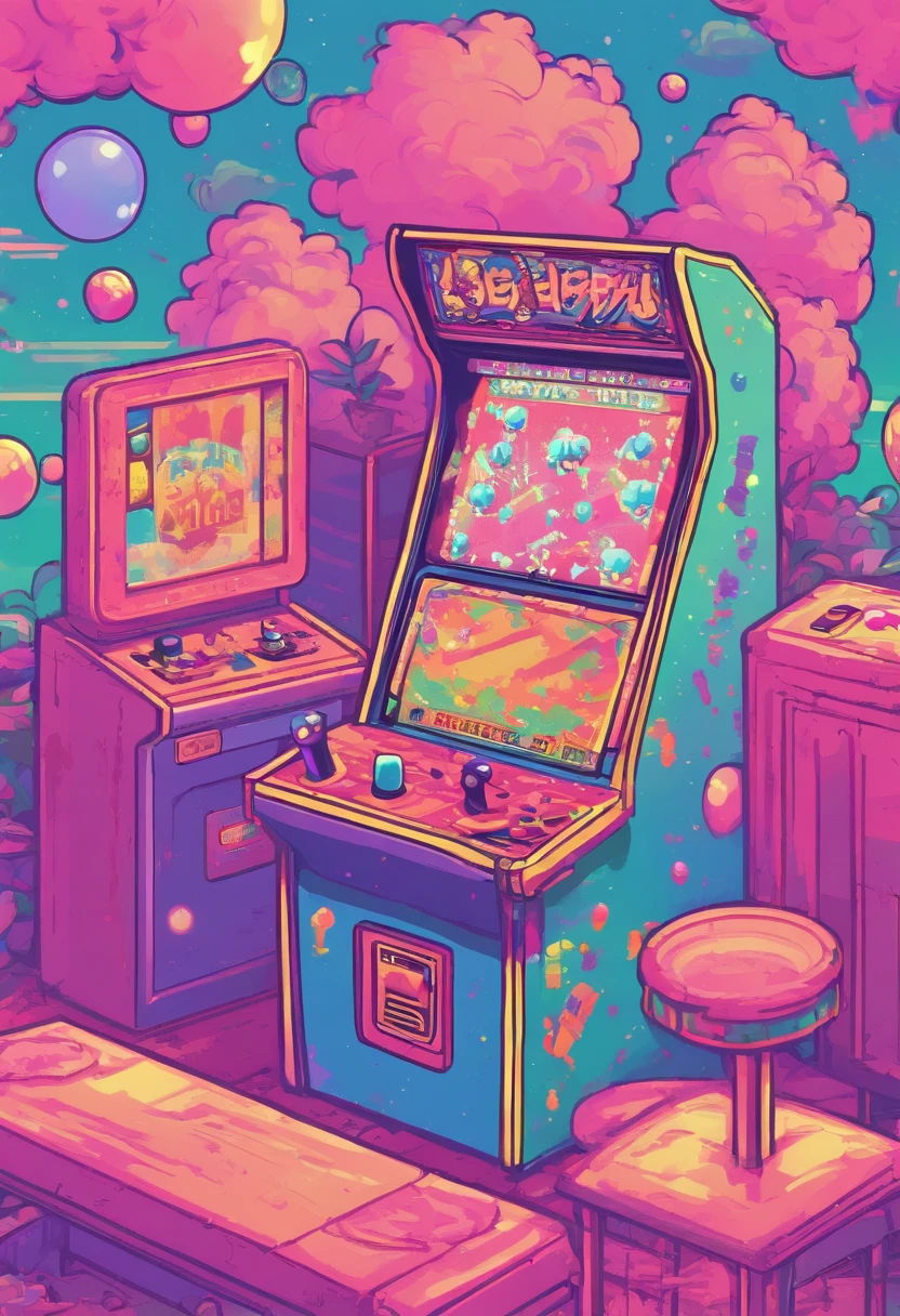 A cartoon style image of a video game machine in a room - SeaArt AI