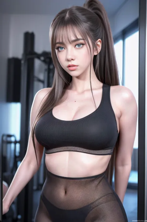 (best quality,4k,highres:1.2), dynamic lighting, realistic, detailed features, sculptural depiction, fitness, gym, vibrant colors, athletic, healthy body, focused expression, dedicated, intense workout, trainer, strength training, workout equipment, dumbbe...