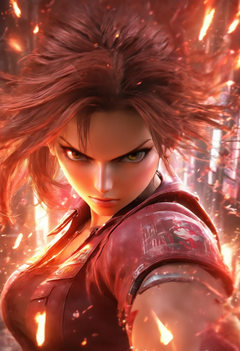 Claire Redfield, wallpaper hd, in the style of vivid energy explosions ...