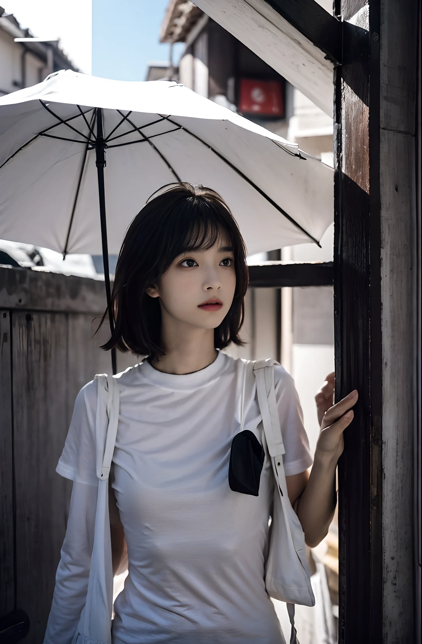 photo by Sarah Moon. Design cool de t-shirt noir et blanc avec le texte d&#39;une adolescente japonaise:"19 septembre". ,contraste élevé, Halation, 8k, cinématique, détails élevés, Les filles aiment les filles、Je vous embrasse., photo, mode,soi-même,Photographie monochrome、Photos monochromes détaillées、Belle femme adolescente、Seins fins et petits、être mince、Le paysage de la pièce se reflète dans les yeux、chef d&#39;oeuvre