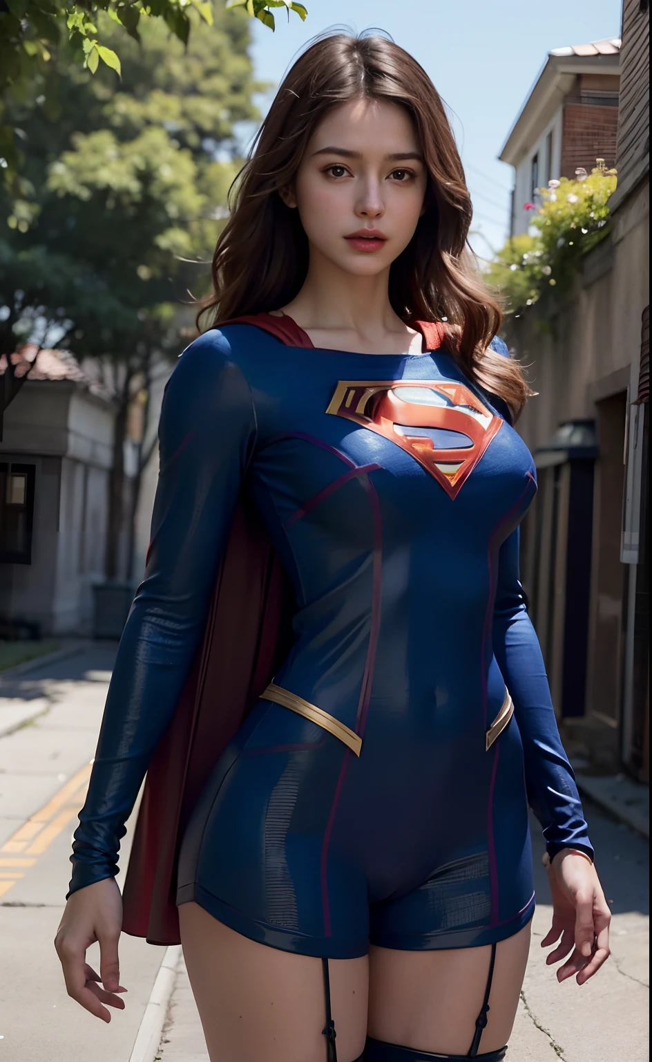 A woman in a superman costume is posing for a picture - SeaArt AI