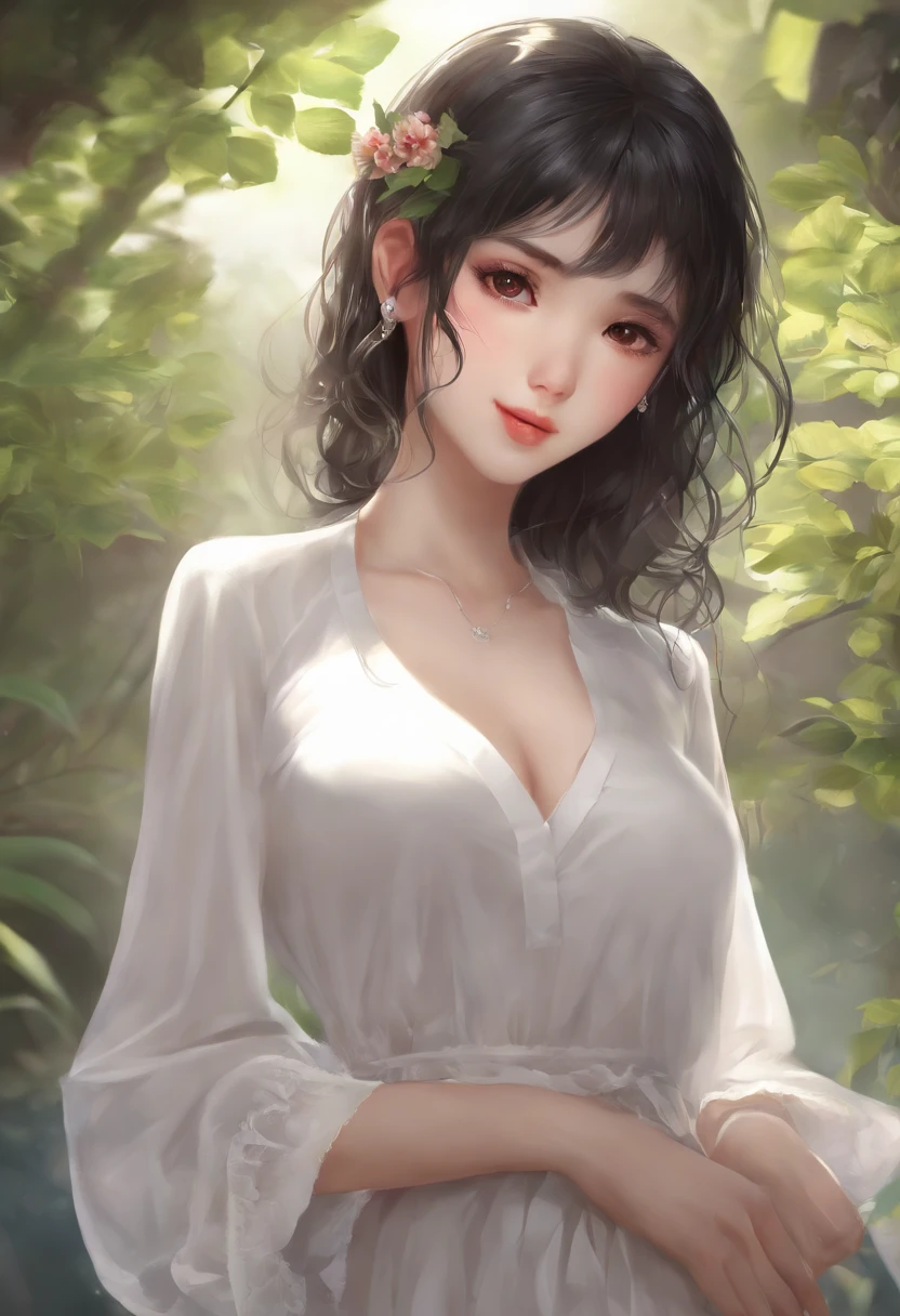 anime girl, realistic shadows, detailed skin, very small breasts