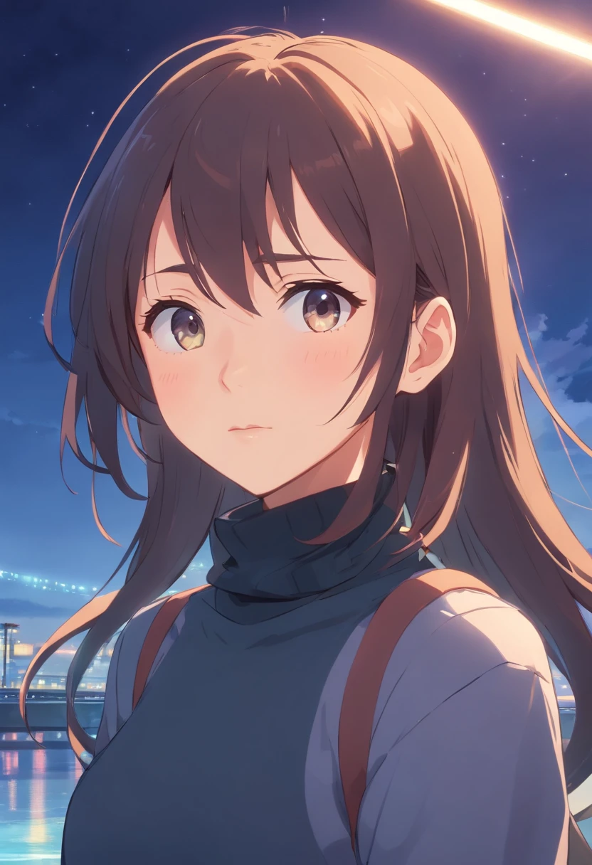 AI Art Generator: Anime girl wearing a turtleneck sweater