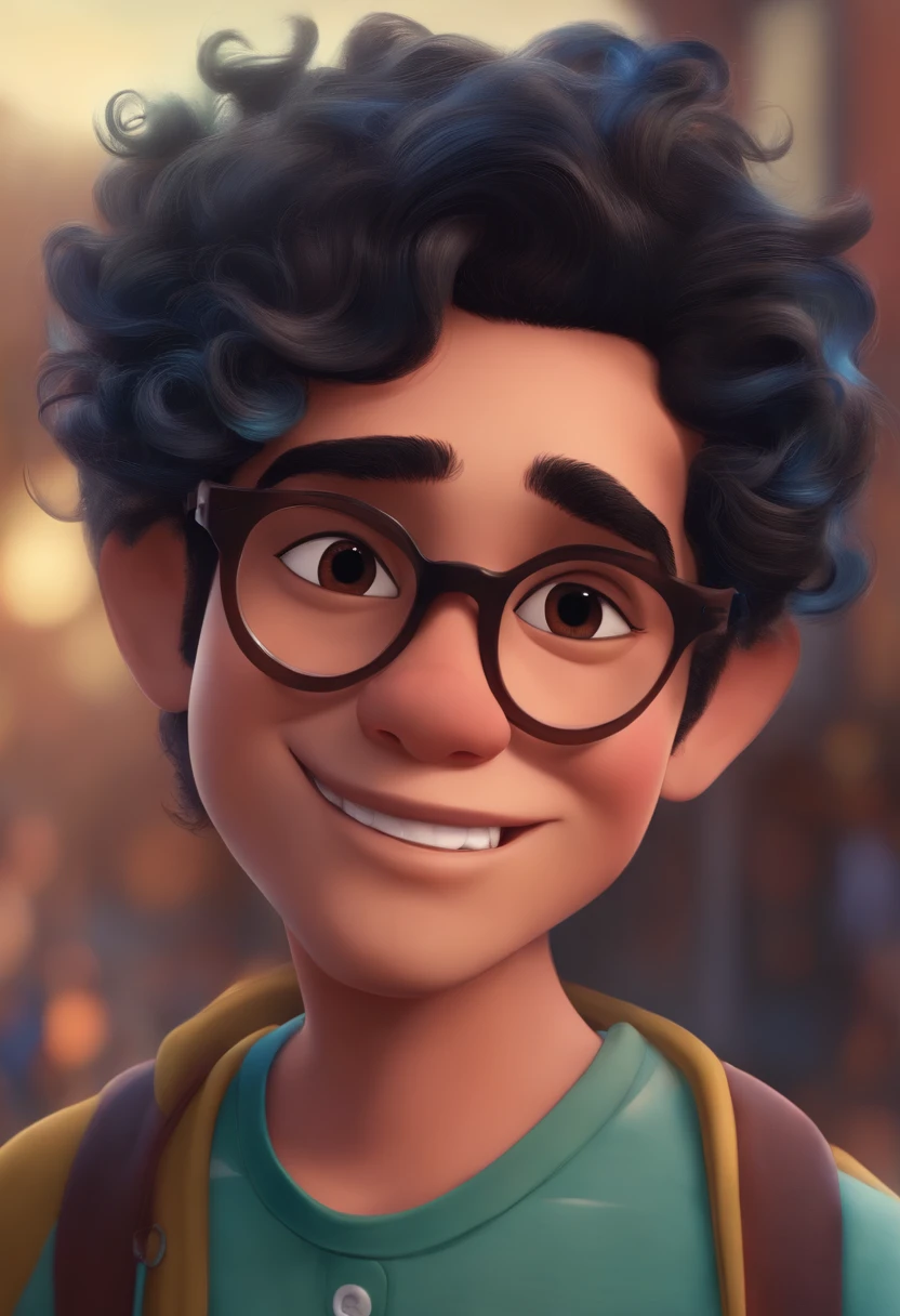 A close up of a cartoon boy with glasses and a backpack - SeaArt AI