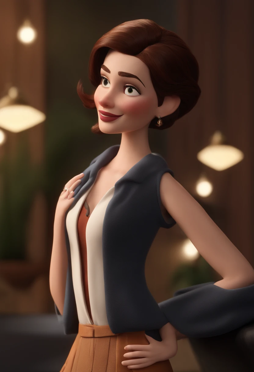 Anne Hathaway（Anne Hathaway）Full-body cartoon characters, an animated character, stylized character, animation style render, Stylized 3D, arnold maya render, 3 d render stylized, toon render keyshot, 3d character, 3d character, 3D rendering stylized, 3 d character render, cartoon character, Close-up characters, Character pose,  (pixar-style) (Master parts:1.2) (Bokeh) (Best quality) (Detailed skins) (Detail texture) (8K) (Clay) (Cinematic lighting) (foco nítido