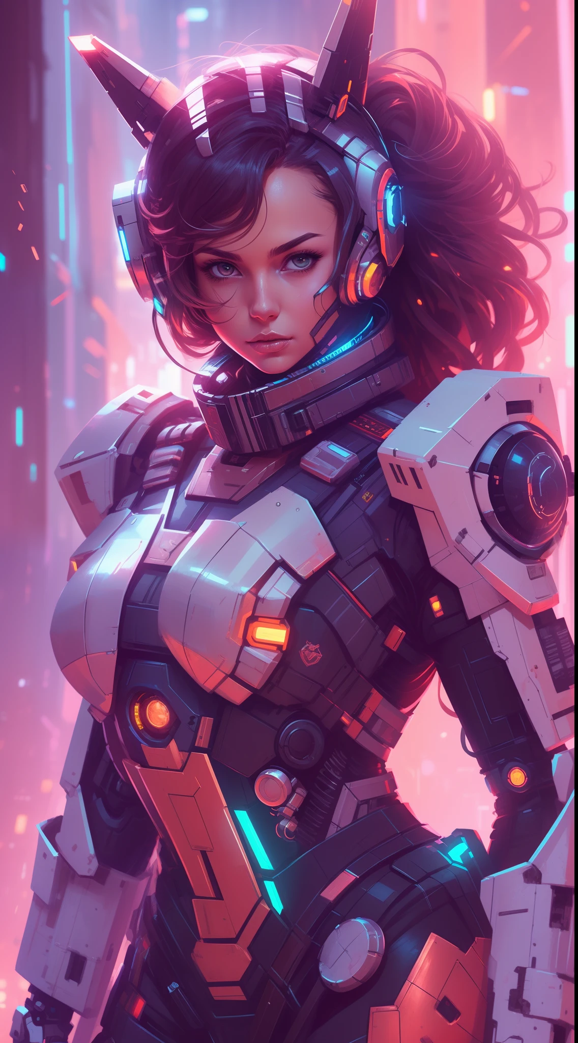 mulher araffe em um terno futurista com uma arma na mão, garota com armadura cibernética mecha, garota andróide perfeita, cute garota ciborgue, mecha de garota anime cyberpunk, mecha feminina, linda garota ciborgue, garota ciborgue, wojtek fus, retrato garota astronauta blindada, Garota Valquíria Mecanizada