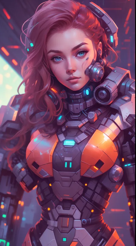 araffe woman in a futuristic suit with a gun in her hand, girl in mecha cyber armor, perfect android girl, cute cyborg girl, cyb...