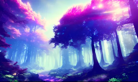 Gorgeous Enchanted Forest, daytime, Spectacular, Breathtaking, Gorgeous, Beautiful, (Lndskp style) and (Redshift style:1.2) and (NVINKPUNK: 1.2)