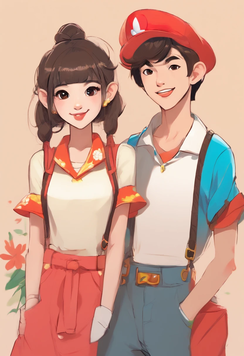 A cartoon picture of a man and woman dressed in pokemon outfits - SeaArt AI