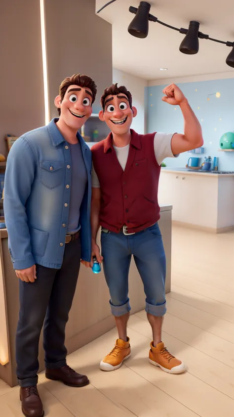 Dos amigos sonriendo, Una luz lateral, Disney Pixar |, Alta calidad, mejor calidad