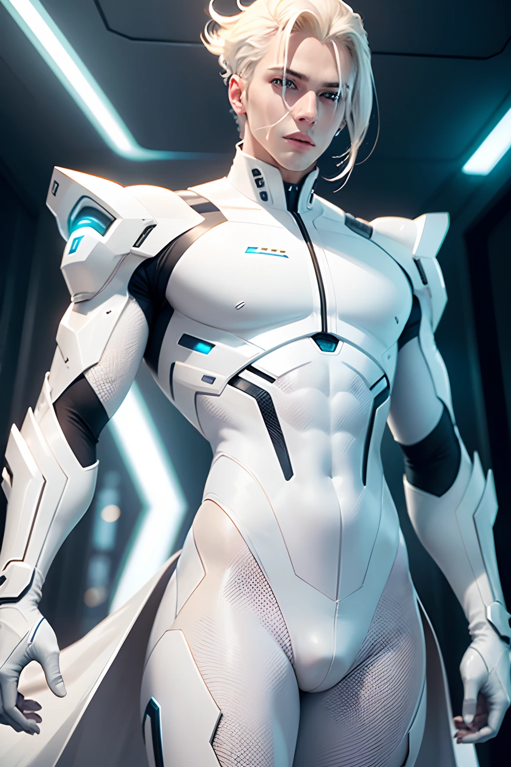 A close up of a woman in a futuristic suit posing - SeaArt AI