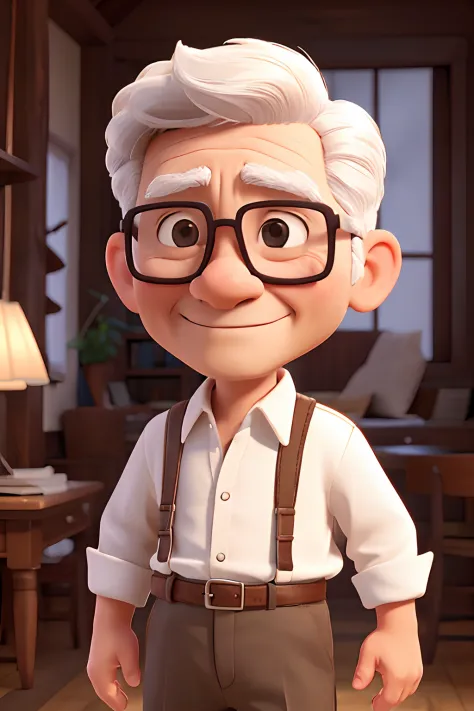 Man 60 years old short hair white glasses