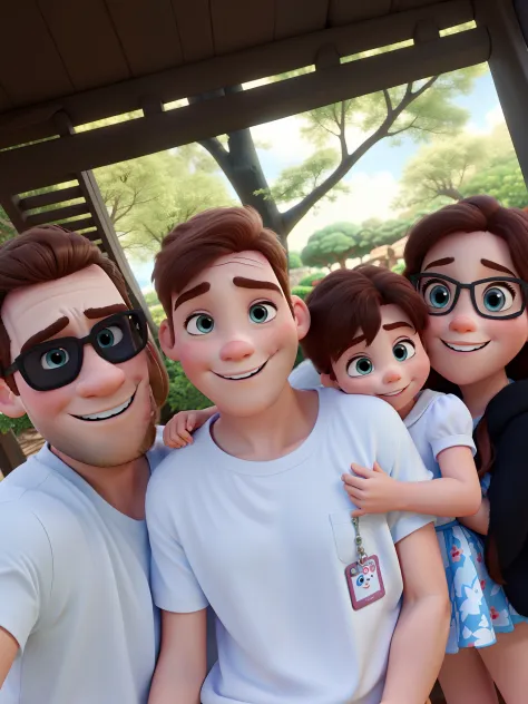 A white family Disney Pixar style, alta qualidade, melhor qualidade
