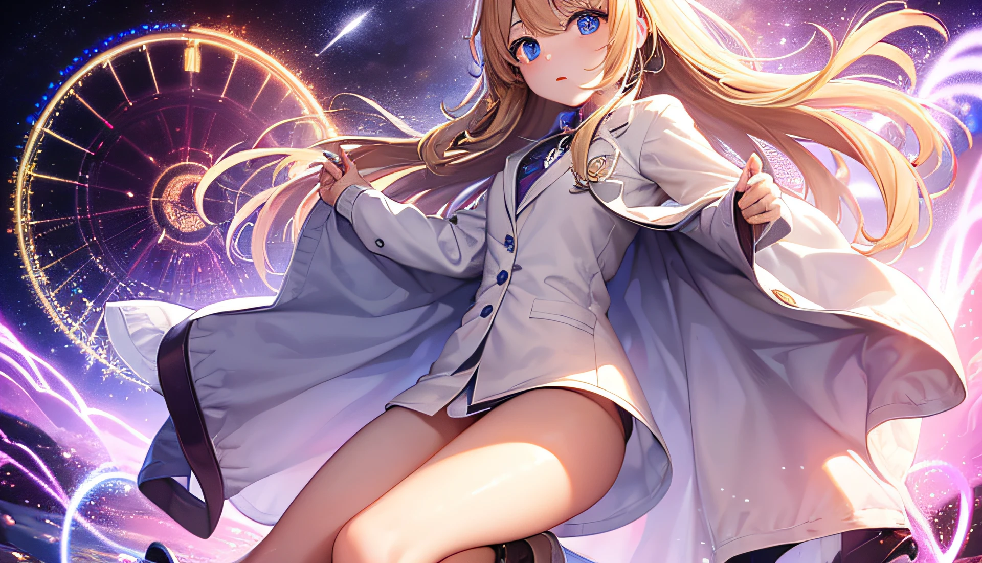 Anime girl with long hair and blue eyes in a white dress - SeaArt AI