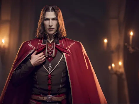 (((dracula )))8k,((from Castlevania)((elegante))(((red cape)))caliente, hermoso,((elegante)),(((viste ropa ajustada )))((tiene u...