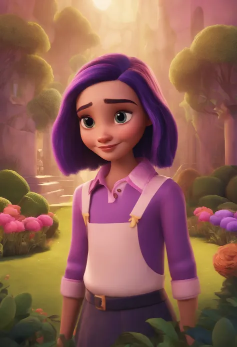 Disney Pixar-inspired movie poster titled Wednesday and Enid. Make a Wednesday Addams character next to her blonde friend with pink and purple streaks at the ends of her hair . Em uma escola chamada" Nunca mais " escola sobrenatural. The scene should follo...