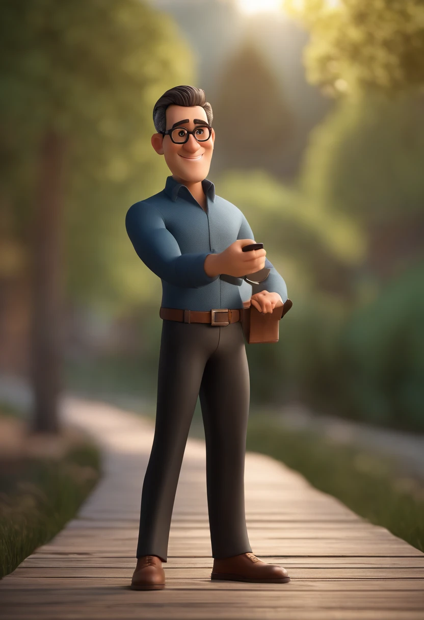 Cartoon character of a man with black glasses oriental eyes and a