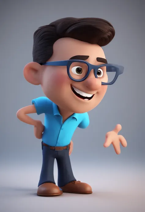 Cartoon Character Of A Man Wearing Black Glasses And A Blue Shirt, Um 