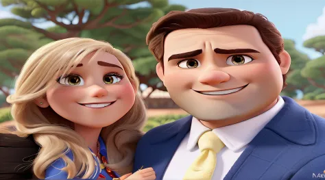 Um casal branco estilo Disney pixar, alta qualidade, melhor qualidade