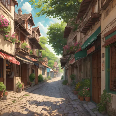 (illustration), (high resolution), (8K), (extremely detailed), (best illustration), (beautiful detailed eyes), (best quality), (super detailed), (masterpiece), (wallpaper), warm and quiet day, roaming in the sun, old loves scattered on the street, I burned...