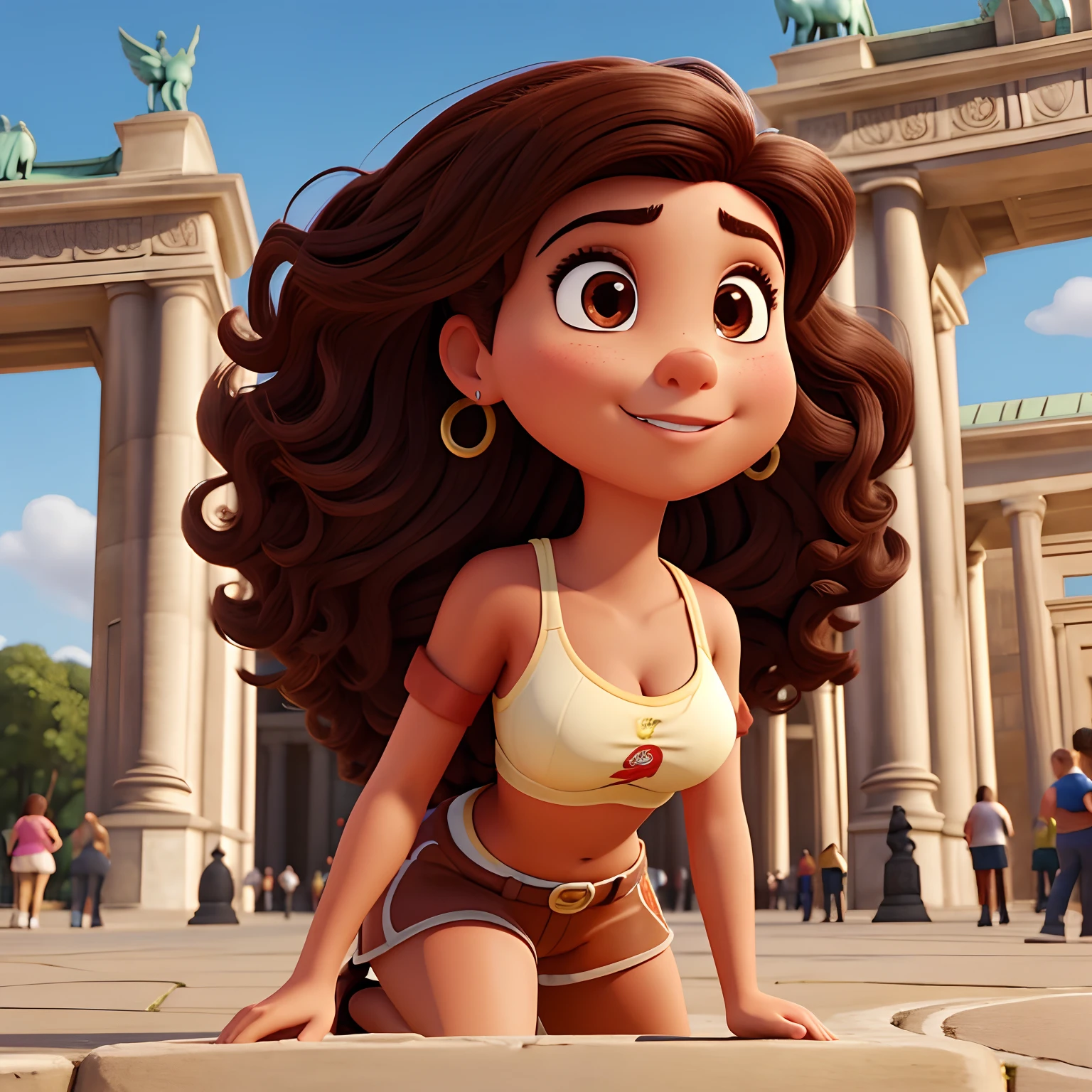 A close up of a cartoon character in a bikini on a city street - SeaArt AI