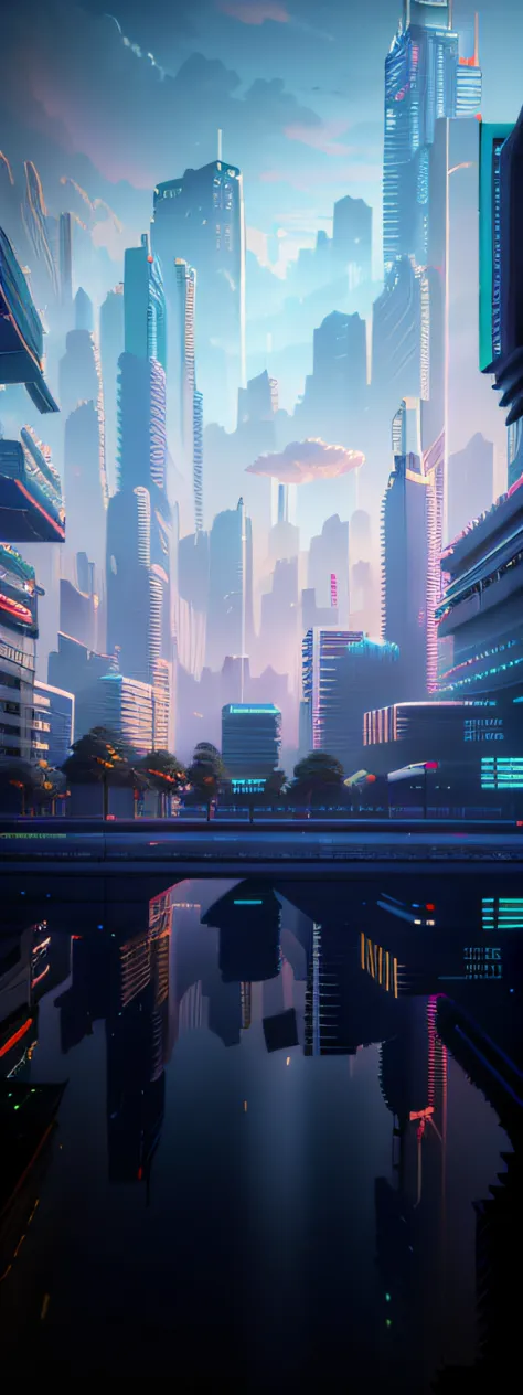 overall brightening，highlight，there is a picture of a city with a lot of buildings, anime style cityscape, cyberpunk city street...