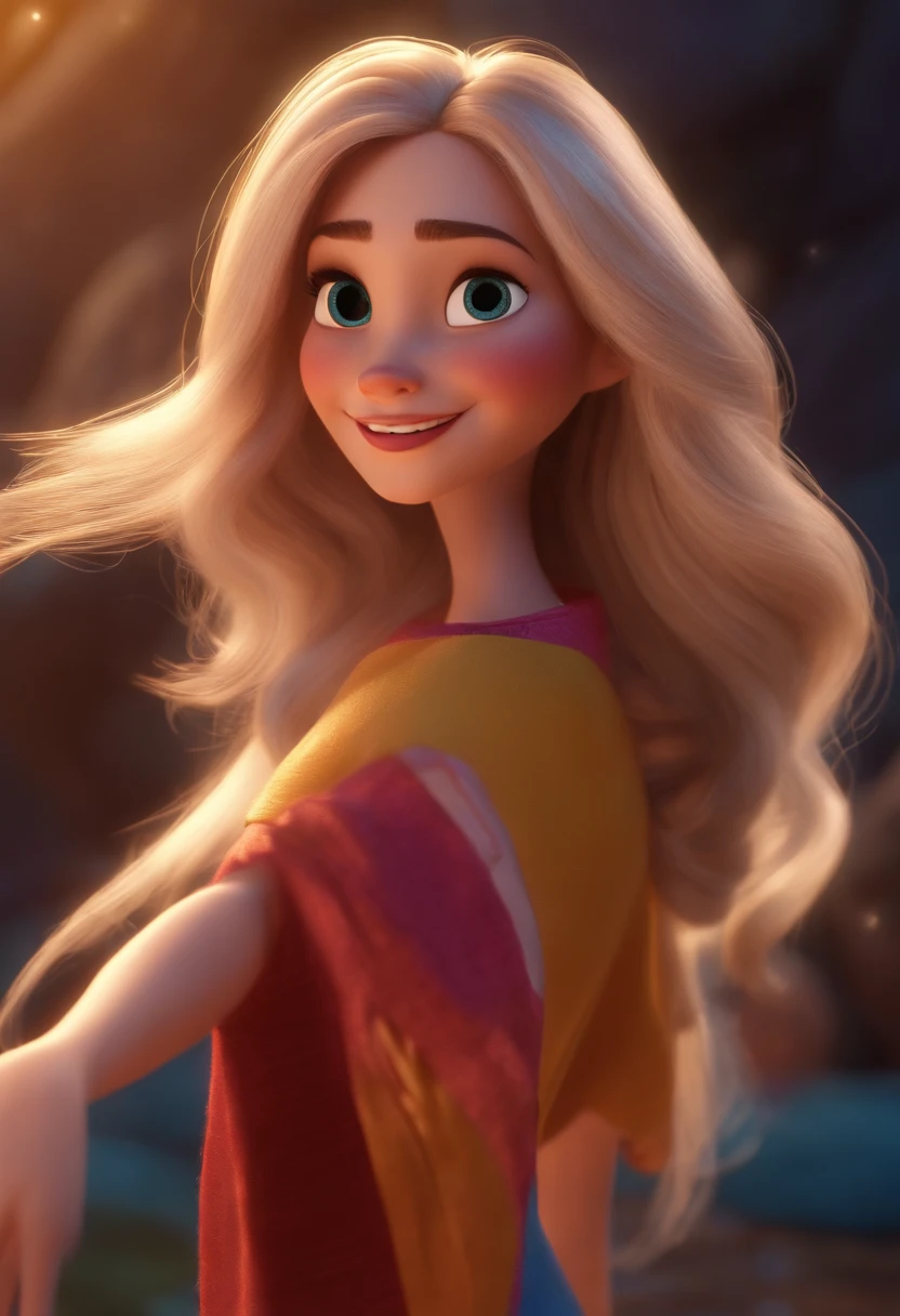 A close up of a cartoon character with long blonde hair - SeaArt AI