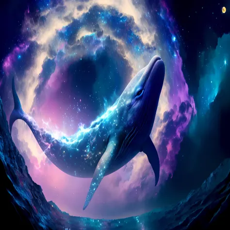 Close-up of a whale in the middle of the Milky Way, digital art ...