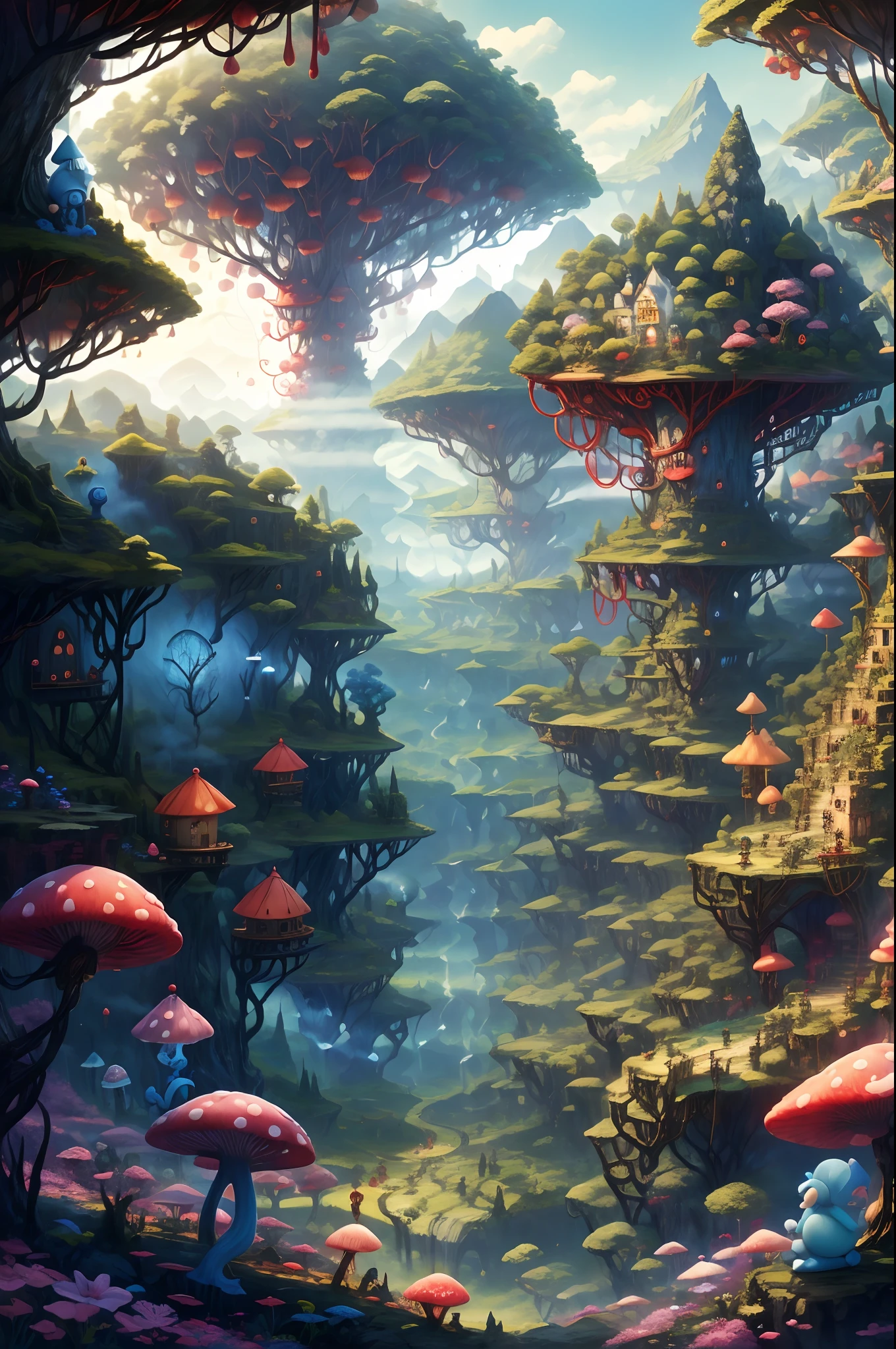 Smurfberry Haven is a whimsical woodland realm akin to the Smurf Village. Quaint mushroom houses dot the landscape, and a close-knit community of Smurfs lives in harmony with nature. The air is filled with laughter, and blueberry bushes flourish, offering delicious, magical Smurfberries