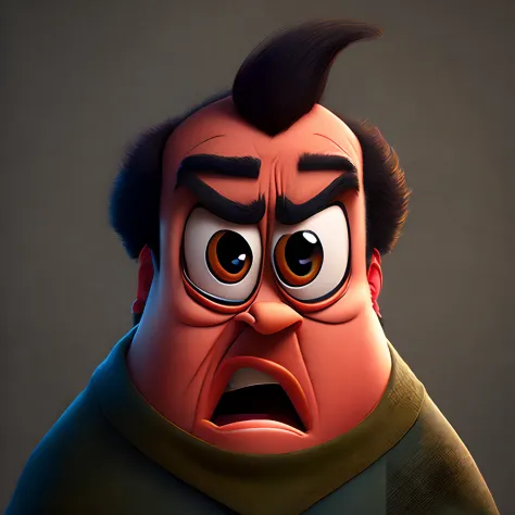 Pixar style, angry expression