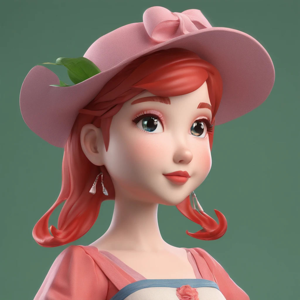 super cute girl IP by pop mart, Bright eyes, cherub,small red dress，redheadwear，Clay, Models, a blind box toy, Glossy and delicate,Clean background, Good gloss, 3D rendering of,Best quality，Nature elves