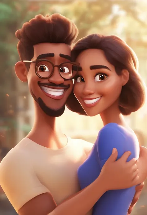 An illustration of an adorable couple, Highlight for a chubby mulatto ...