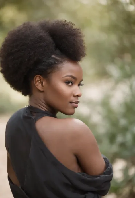 A close up of a woman with a very long afro hair - SeaArt AI