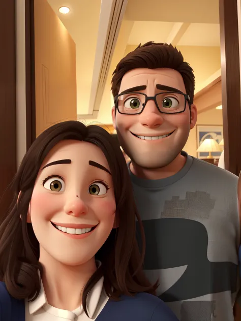 Hugging couple smiling at a selfi
